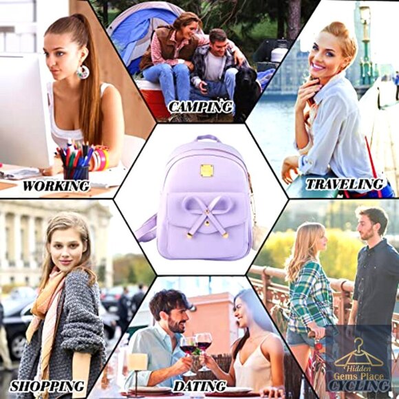 Mini Leather Backpack Set with Crossbody Bag and Purse, 3-Piece main image 5